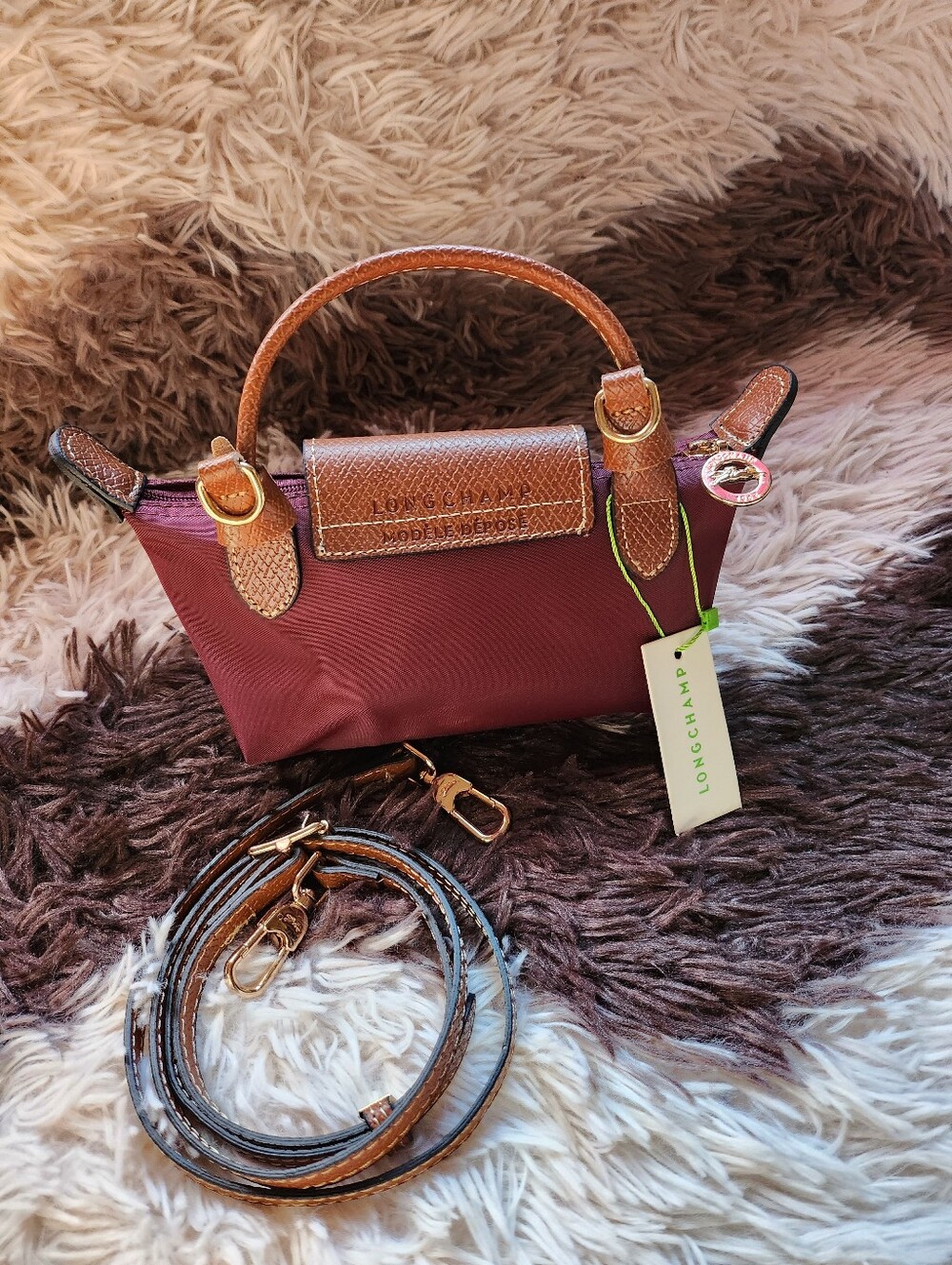 Longchamp Burgundy Mini Bag with Removable Strap NWT - Picture 5 of 5